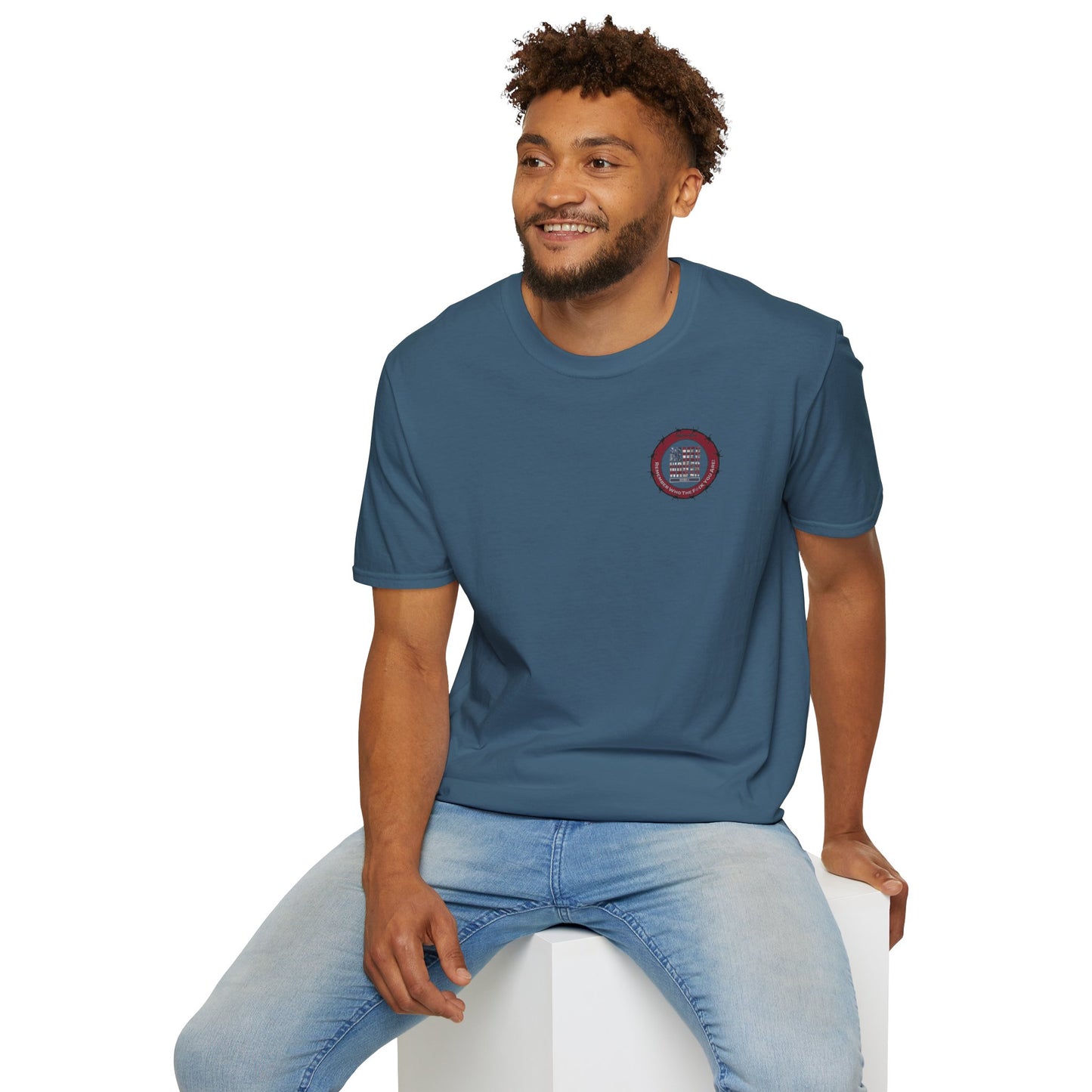 'Never Waver Remember who the F@{k you are' Circular Barbed-Wire Logo Graphic T-Shirt