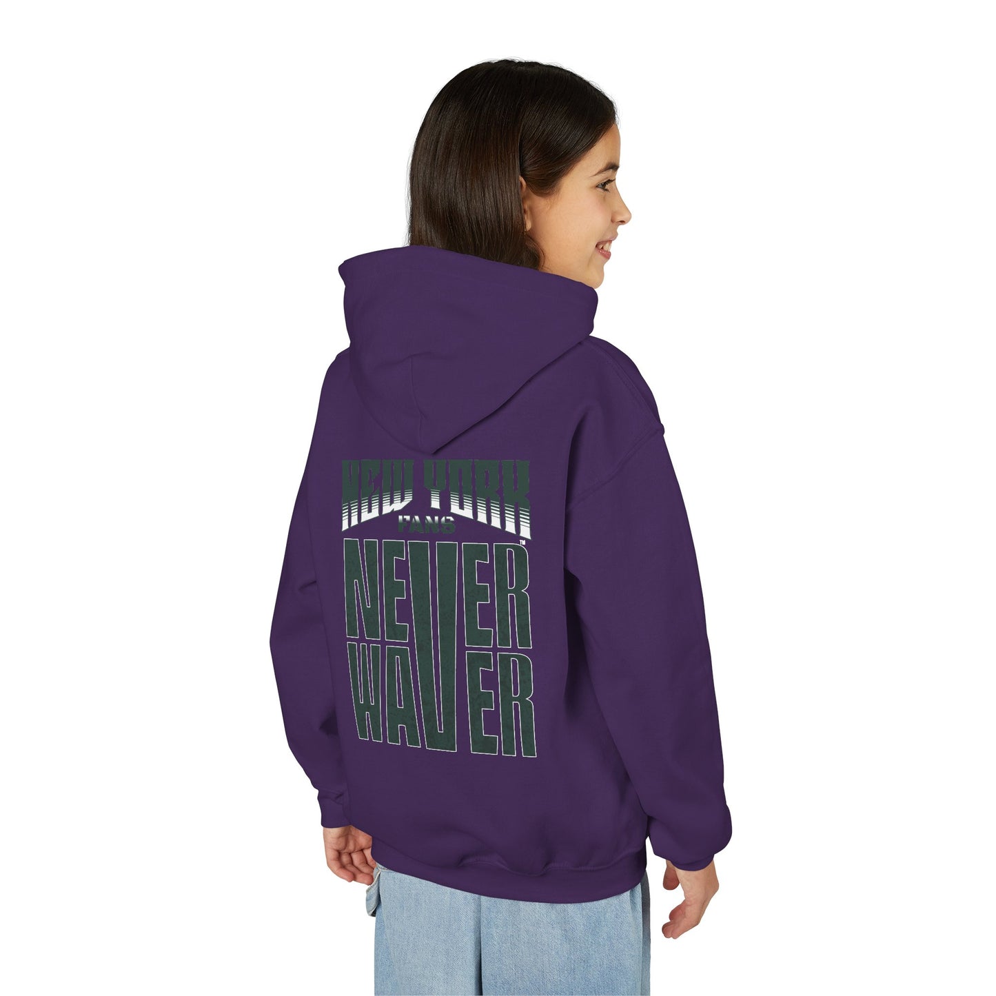 New York Fans Never Waver Youth Heavy Blend Hooded Sweatshirt