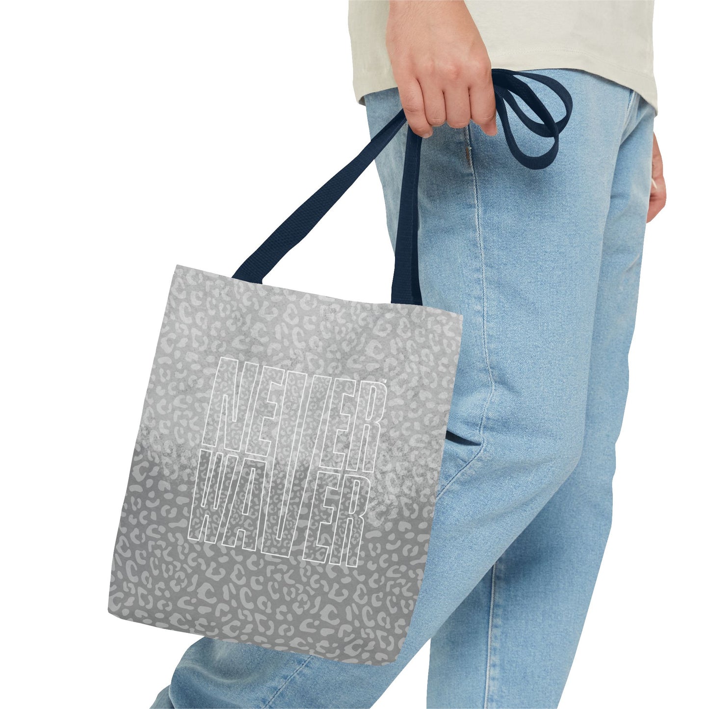 Never Waver Mamma Gray Leopard Tote Bag (AOP)