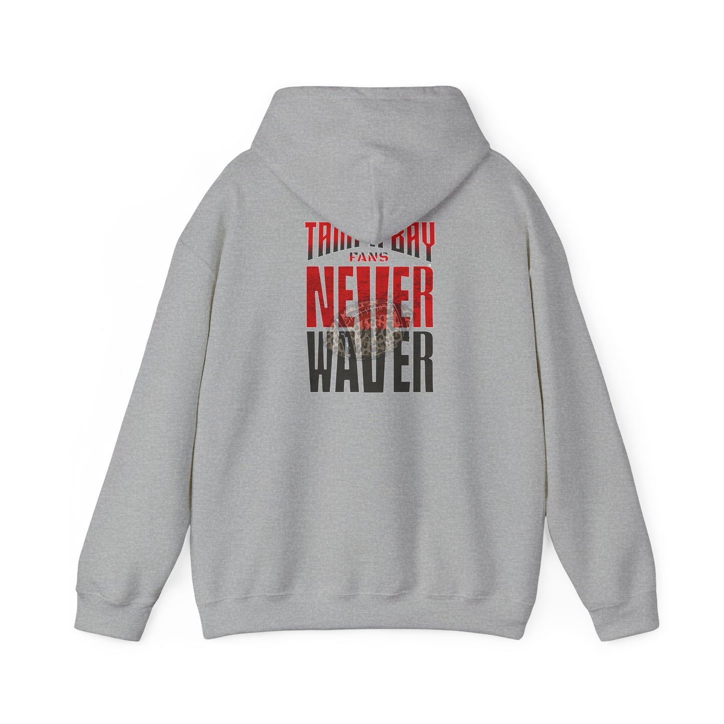 Tampa Bay Fans  Never Waver  w Leopard Football Unisex Heavy Blend™ Hoodie - Perfect for Sports Fans