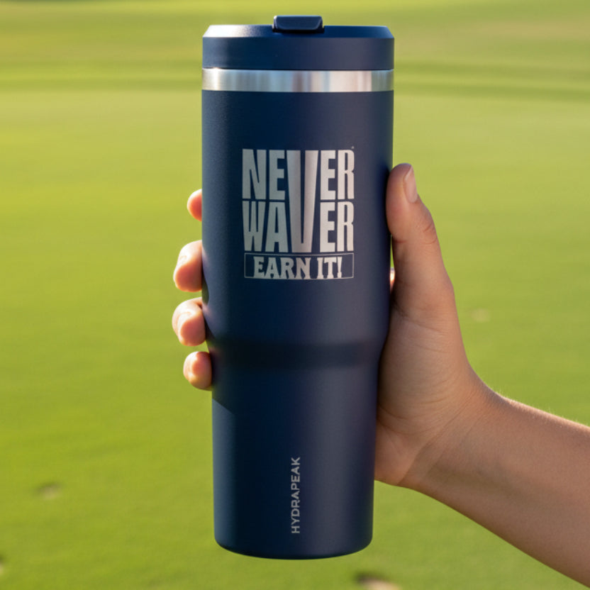 Never Waver "Earn It" 32oz Nomad Tumbler | Insulated Travel Bottle for Motivation & Outdoor Adventure