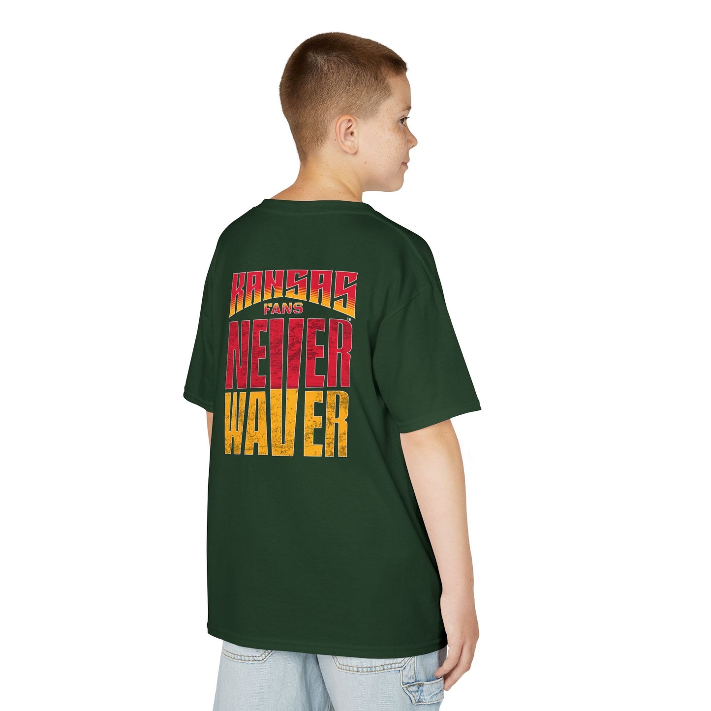 Kansas Fans Never Waver Kids Heavy Cotton™ Tee