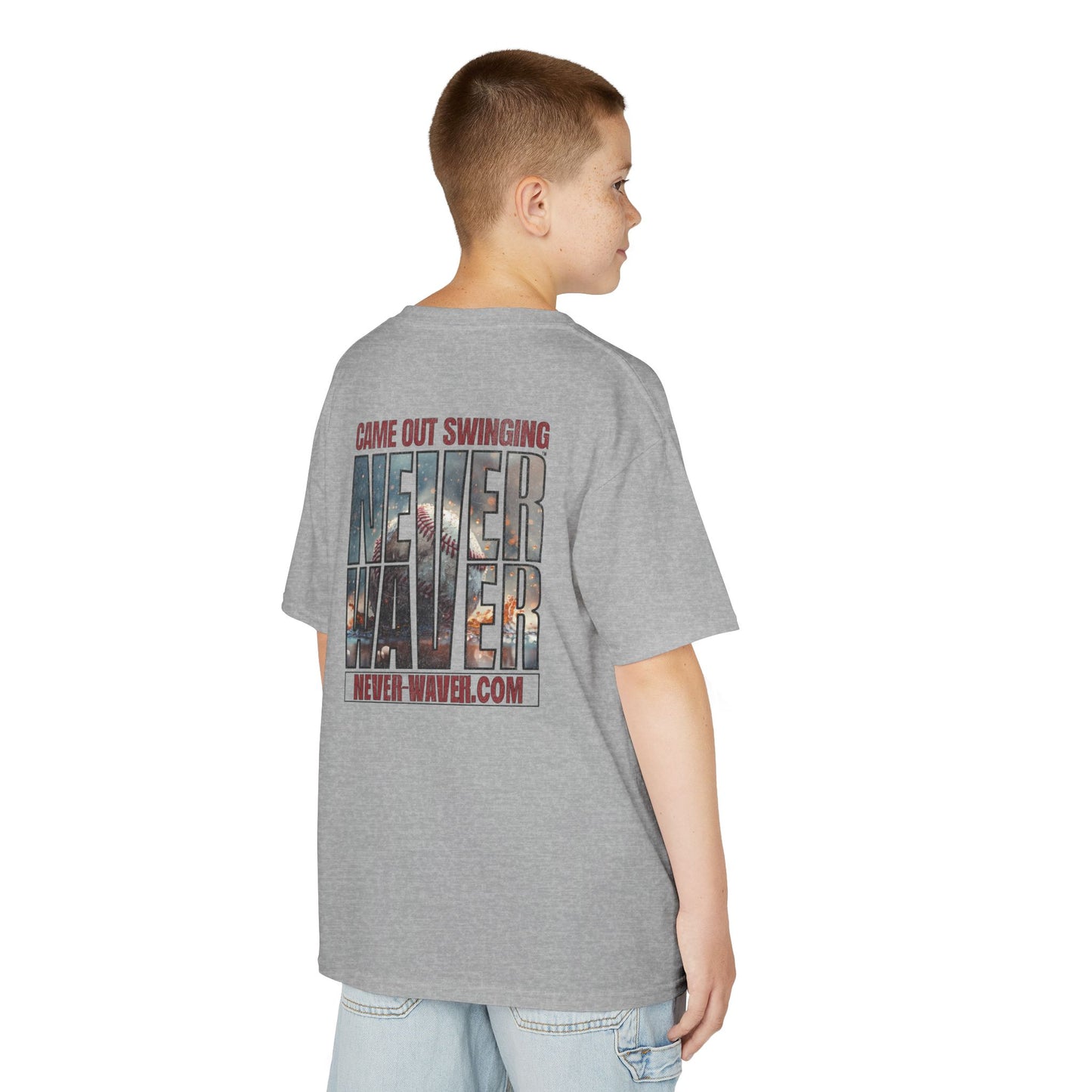Kids T-Shirt - "Came Out Swinging" Never Waver Graphic Tee (Youth)