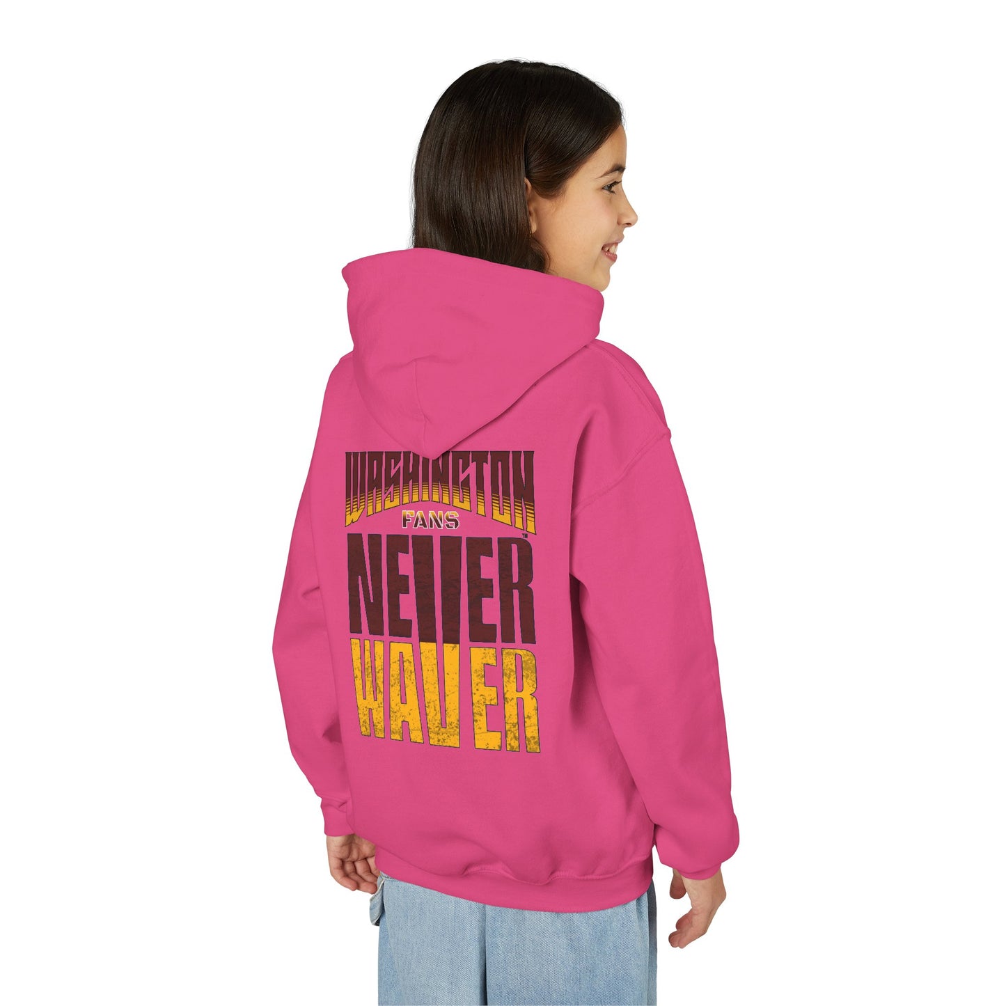 Washington Fans Never Waver Youth Heavy Blend Hooded Sweatshirt