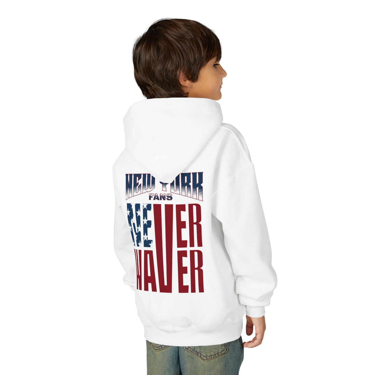 New York Fans Never Waver Youth Heavy Blend Hooded Sweatshirt