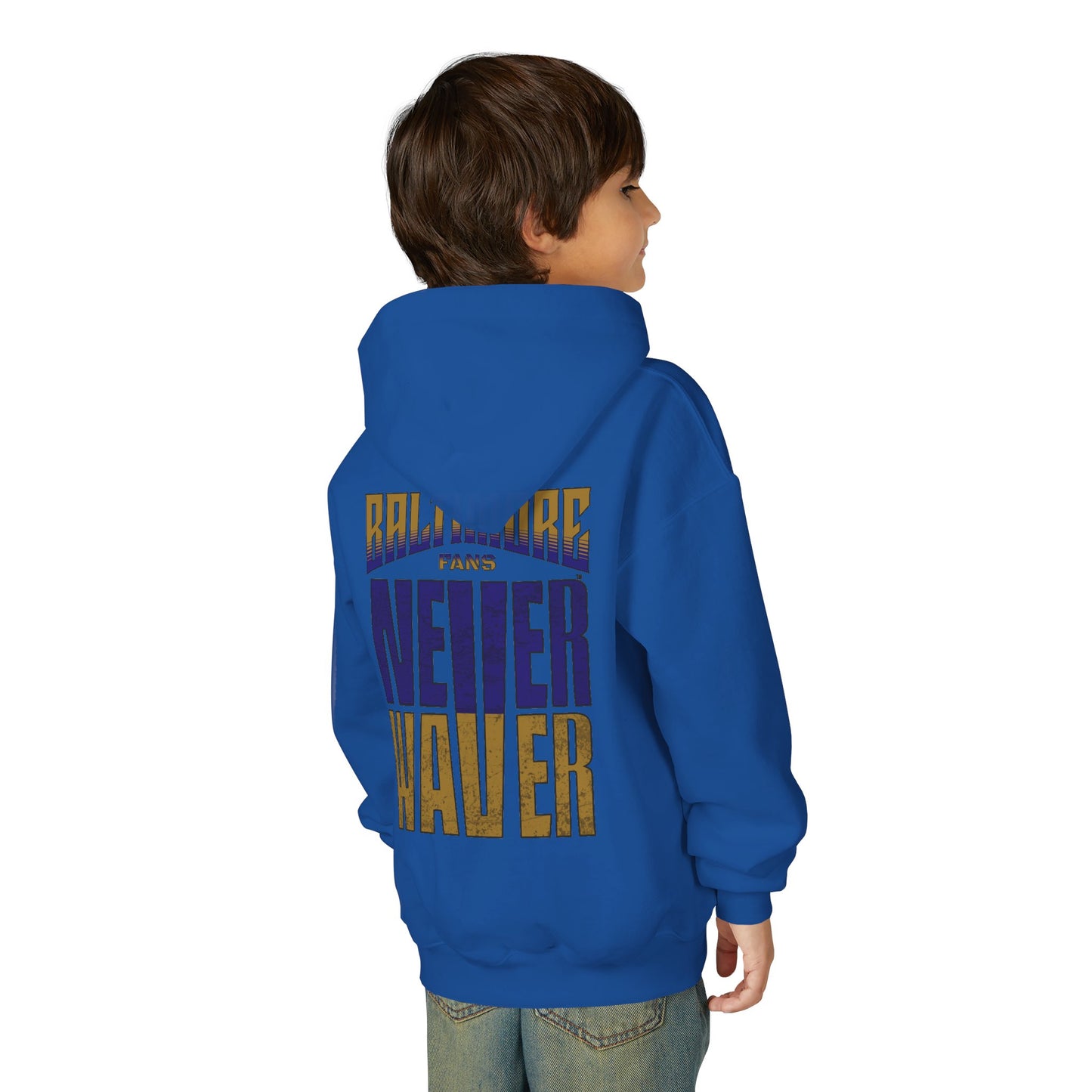 Baltimore Fans Never Waver Youth Heavy Blend Hooded Sweatshirt
