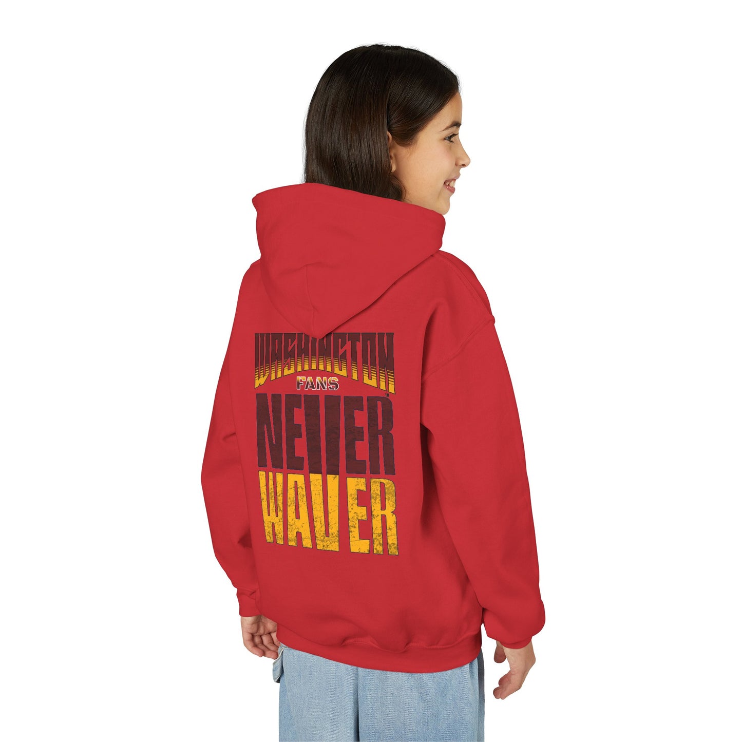 Washington Fans Never Waver Youth Heavy Blend Hooded Sweatshirt