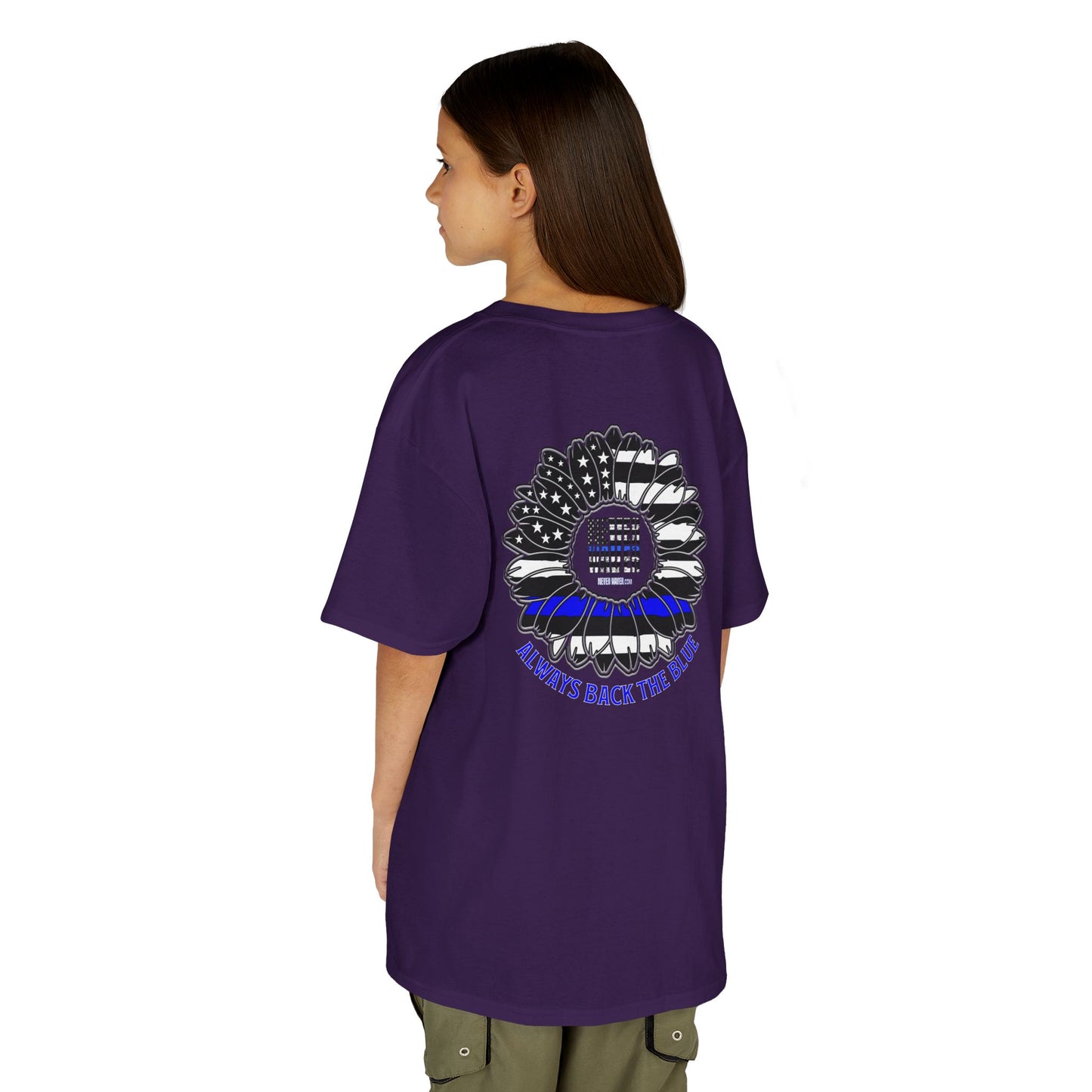 Never Waver Always Back The Blue   Kids Heavy Cotton™ Tee