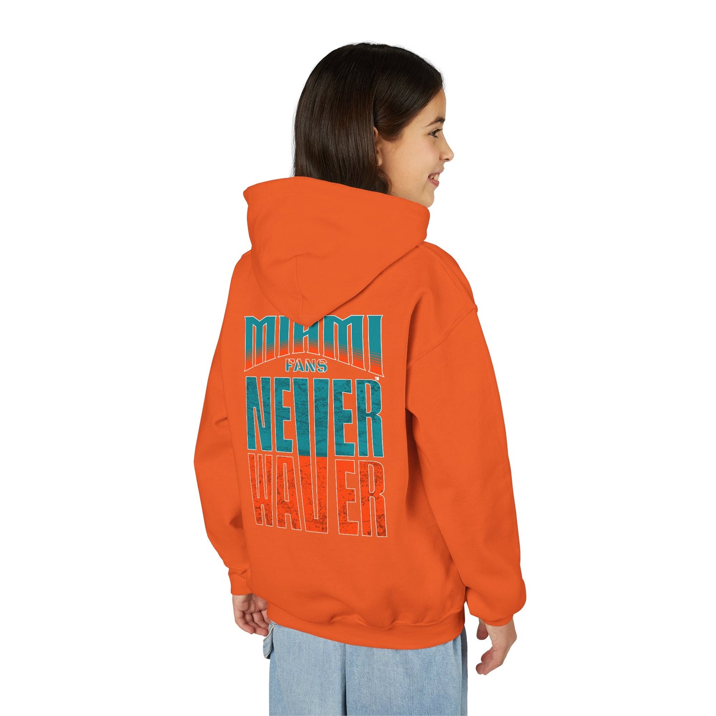Miami Fans Never Waver Youth Heavy Blend Hooded Sweatshirt