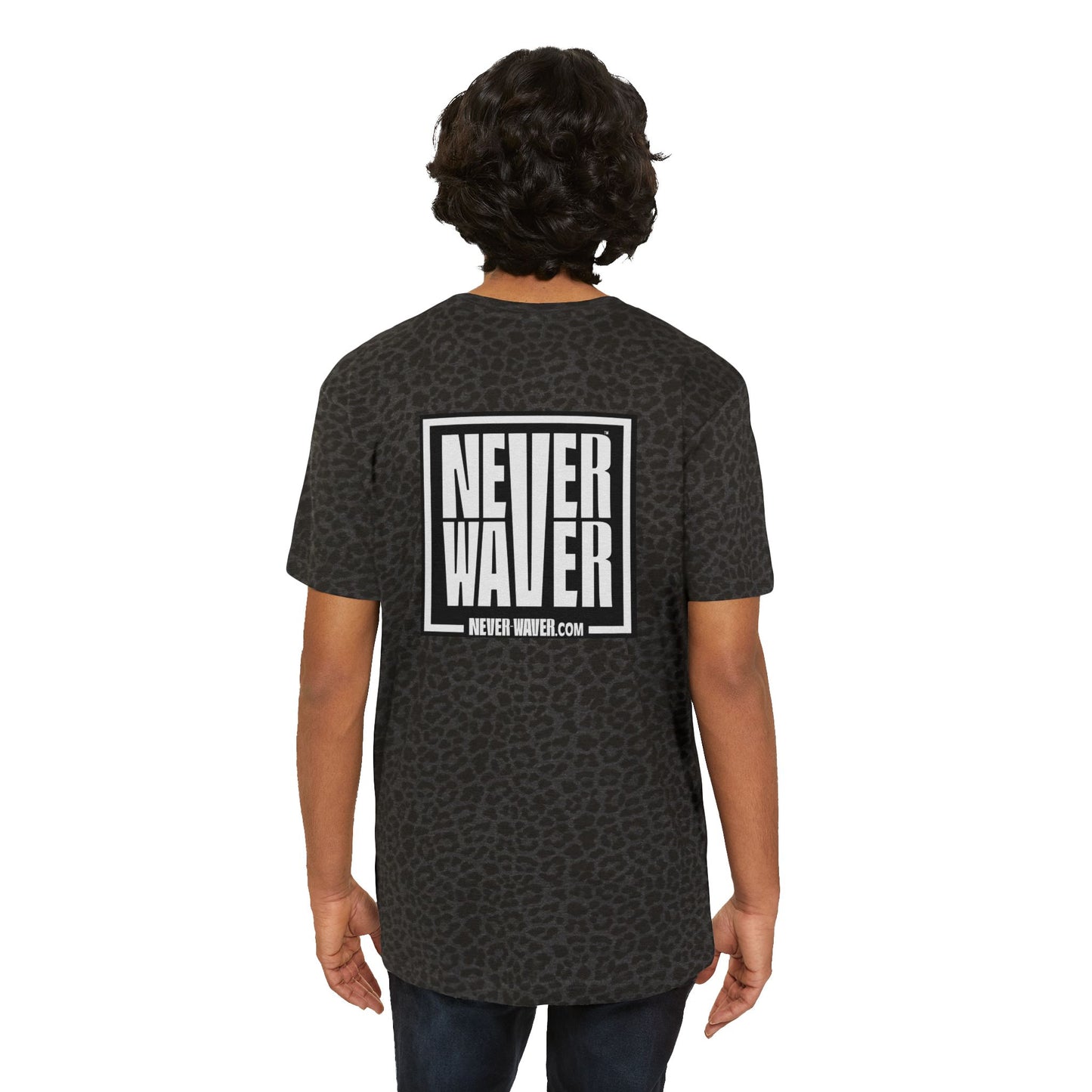 Never Waver Logo T-Shirt — Men's Graphic Tee (Box Logo Front & Back)