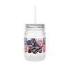 Never Waver Patriotic Dinosaur Mason Jar with Straw - Perfect for 4th of July Celebrations