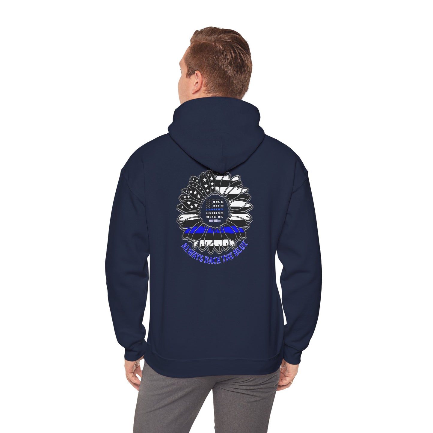 Never Waver Always Back the Blue Hooded Sweatshirt - Unisex Heavy Blend™