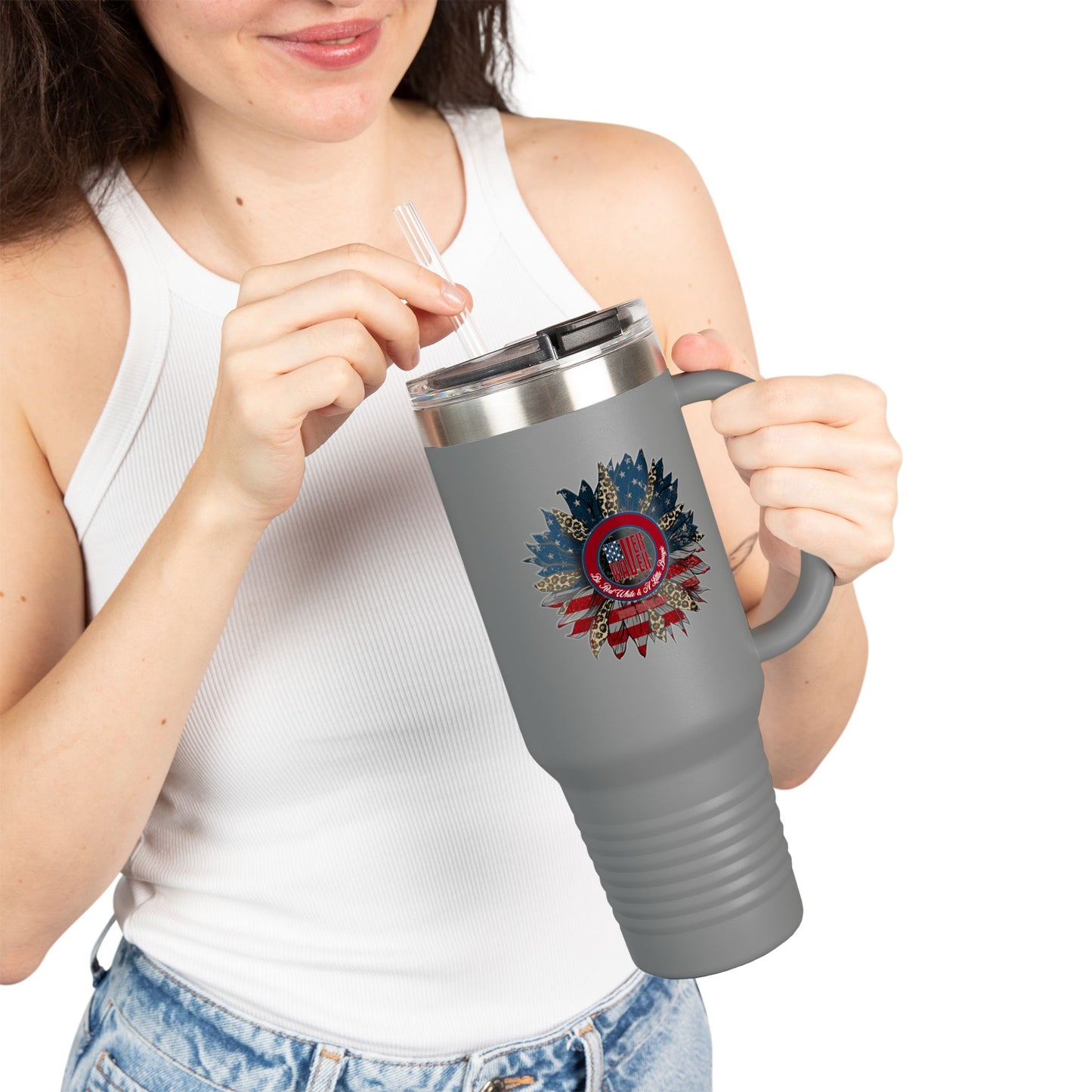 Never Waver Be Red Withe And A Little Bougie  Insulated Travel Mug, 40oz