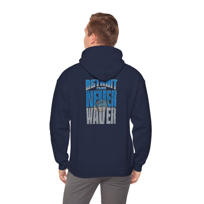 "Detroit Fans NEVER WAVER w Leopard Football" Inspirational Wear Unisex Heavy Blend™ Hooded Sweatshirt