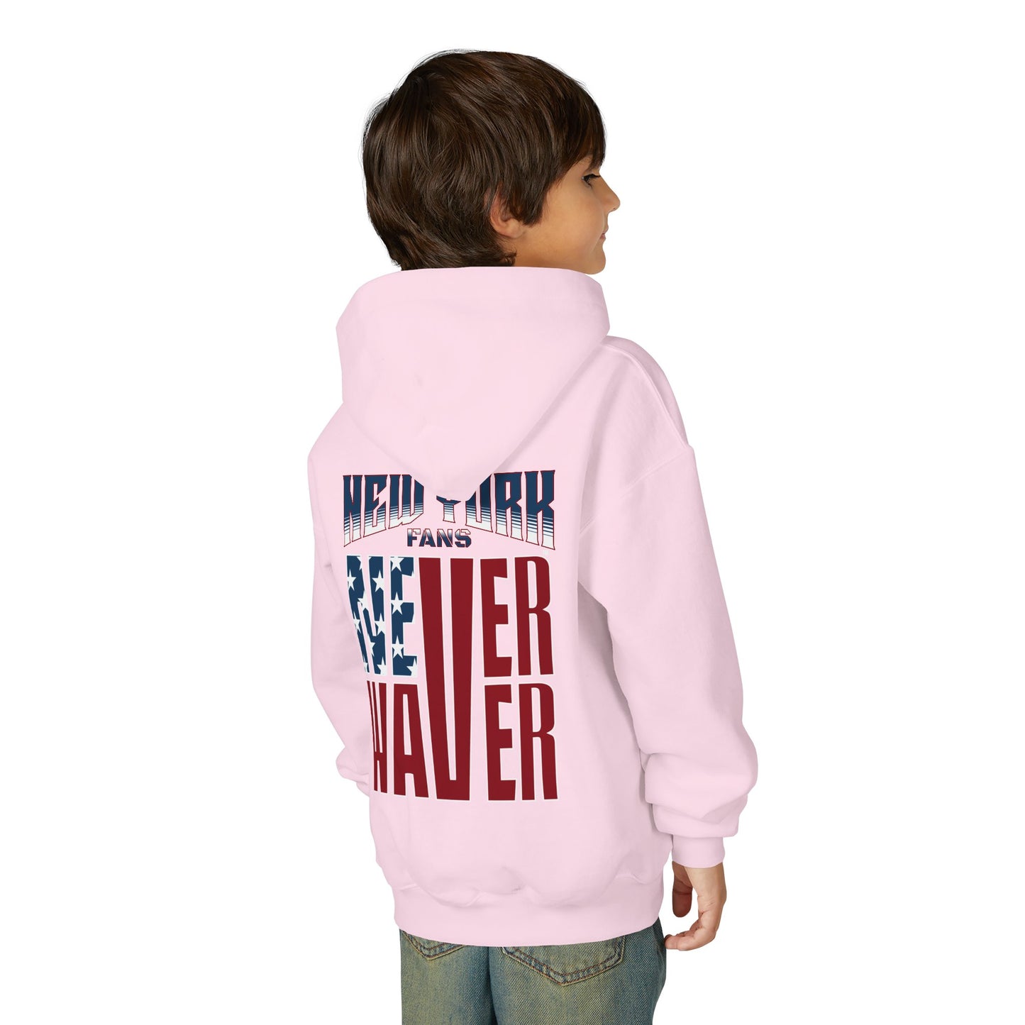 New York Fans Never Waver Youth Heavy Blend Hooded Sweatshirt