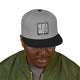 Never Waver Embroidered Square Script Snapback Hat — Bold Monochrome Streetwear by Printify