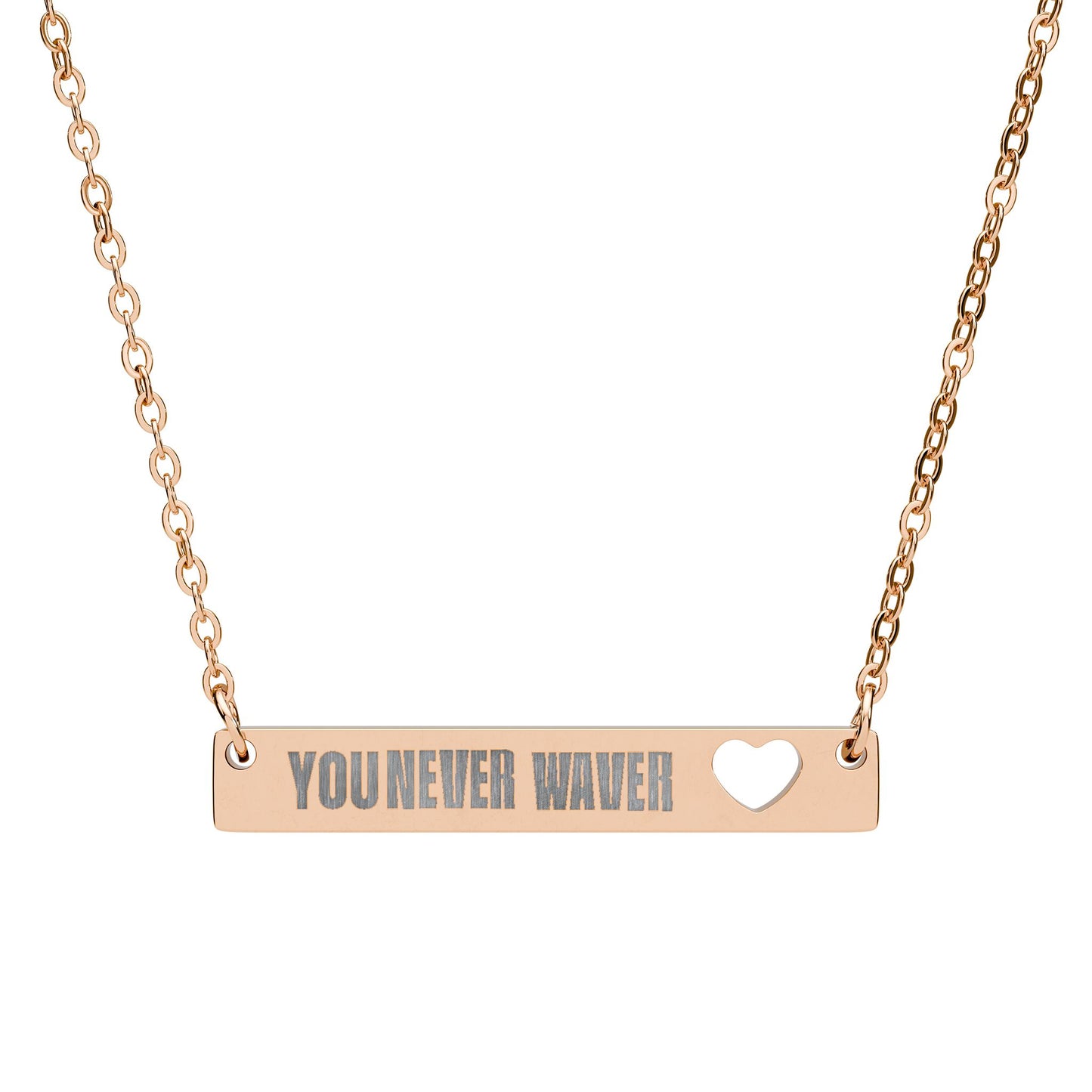 You Never Waver Bar Necklace with Cutout Heart