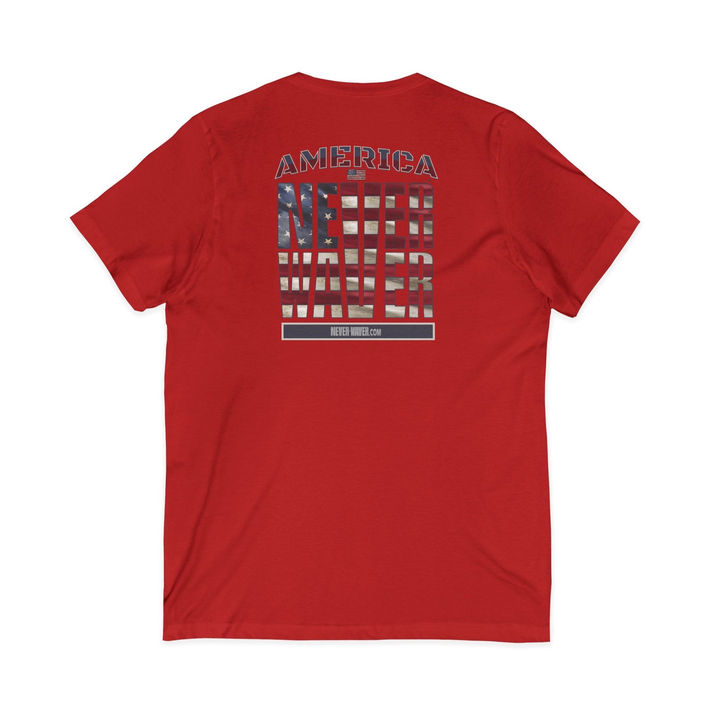 'America Never Wavers' Patriotic Shirt Unisex V-Neck Tee