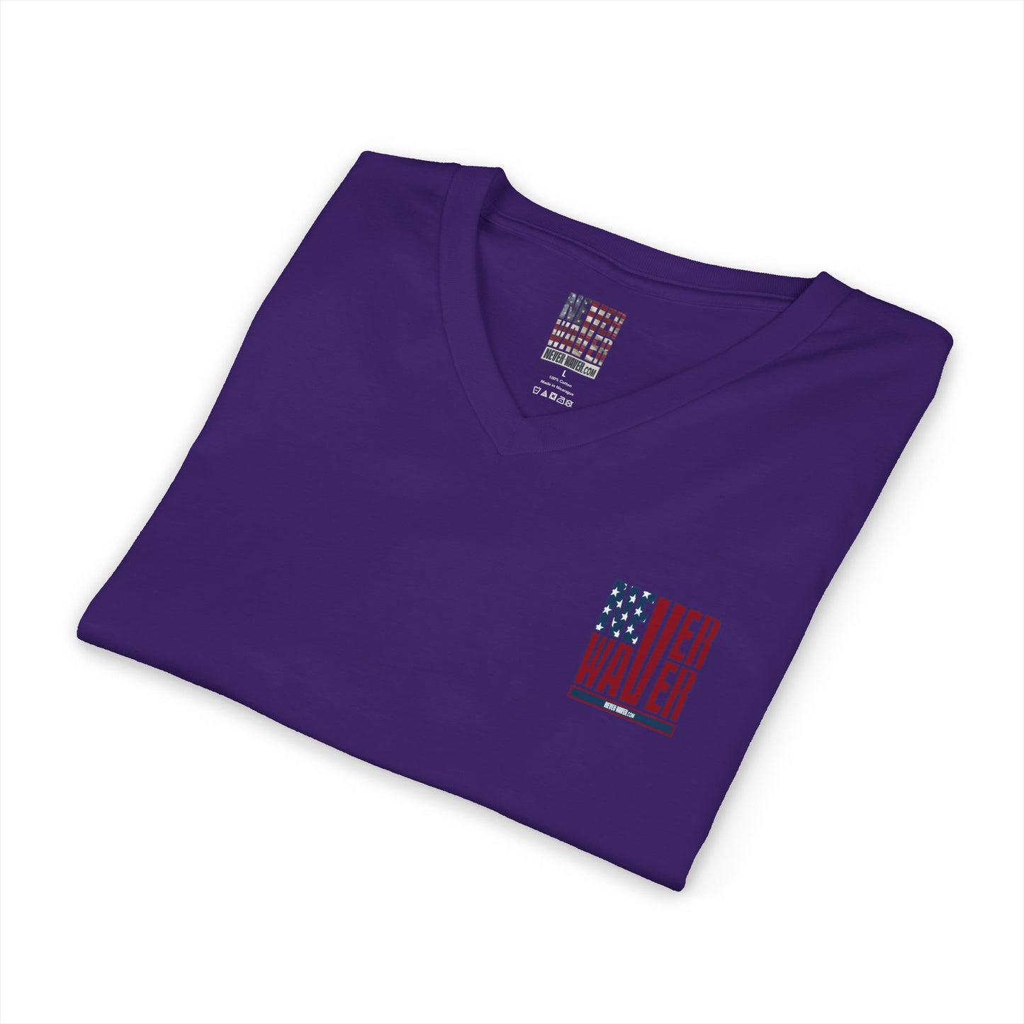 Never Waver Stylized Flag Design Unisex Jersey Short Sleeve V-Neck Tee