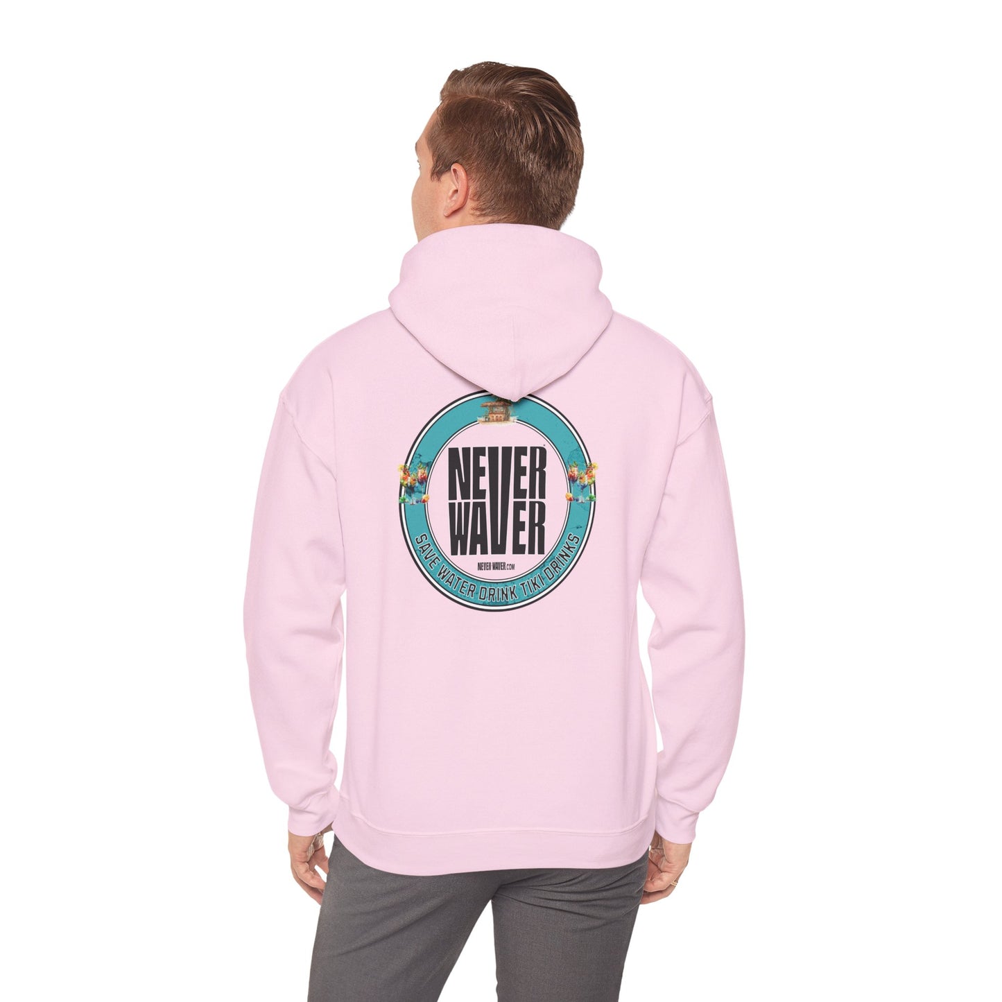 Eco-Friendly Unisex Hoodie: "Never Waver Save Water Drink Tiki Drinks"
