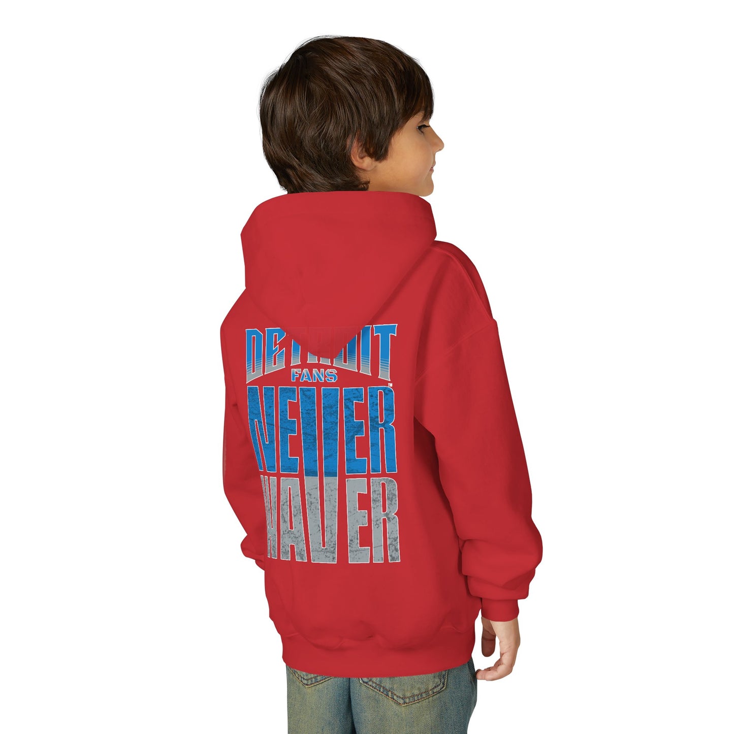Detroit Fans Never Waver Youth Heavy Blend Hooded Sweatshirt