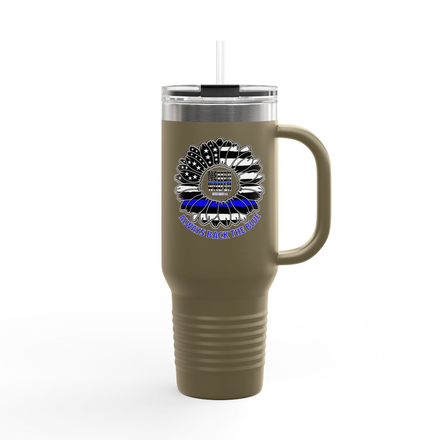 Never Waver Back The Blue 40oz Insulated Travel Mug