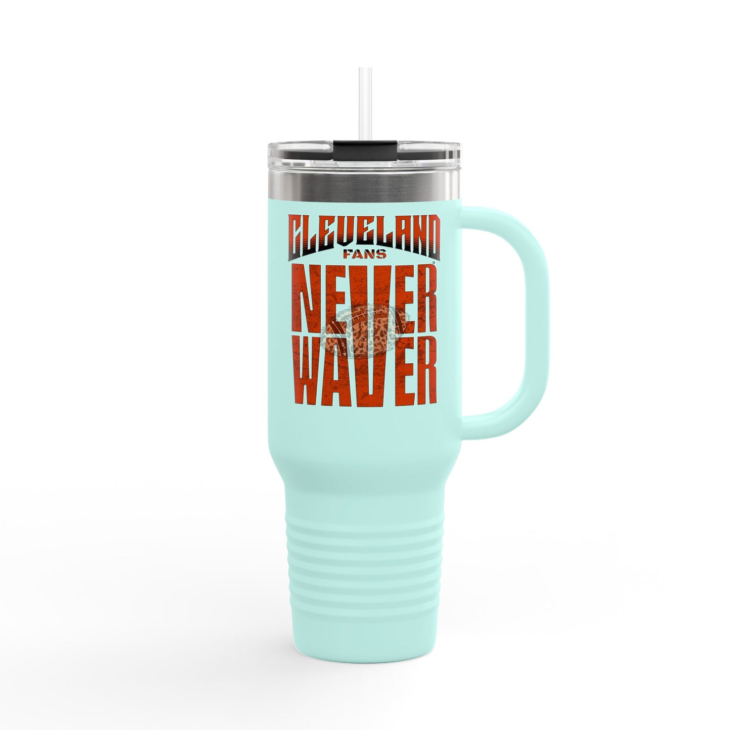 Cleveland Fans Never Waver W-Leopard Football Insulated Travel Mug, 40oz