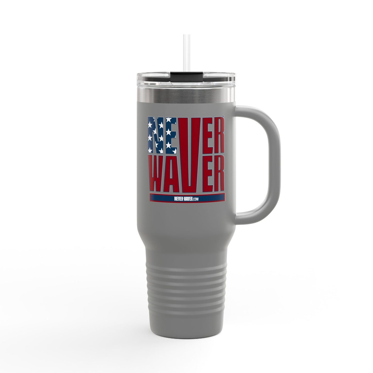 Never Waver Stylized Flag Design  Insulated Travel Mug, 40oz