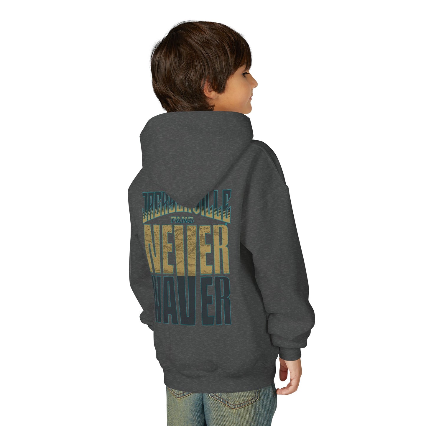 Jacksonville Fans Never Waver Youth Heavy Blend Hooded Sweatshirt