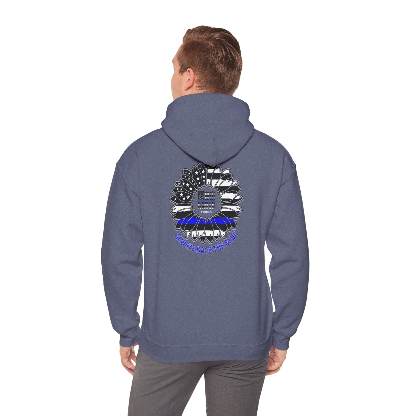 Never Waver Always Back the Blue Hooded Sweatshirt - Unisex Heavy Blend™