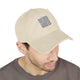 Distressed Dad Hat with 'Never Waver' Embroidery - Casual Style for Everyday Adventures by Printify