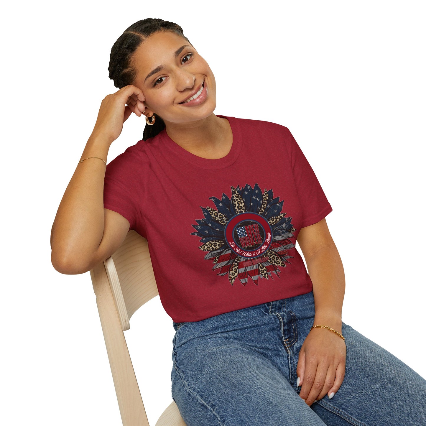 Never Waver Be Red White & a Little Bougie Unisex Softstyle T-Shirt
