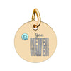 Circle Birthstone Charm — Engraved "You Never Waver" Inspirational Pendant