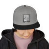 Never Waver Embroidered Square Script Snapback Hat — Bold Monochrome Streetwear