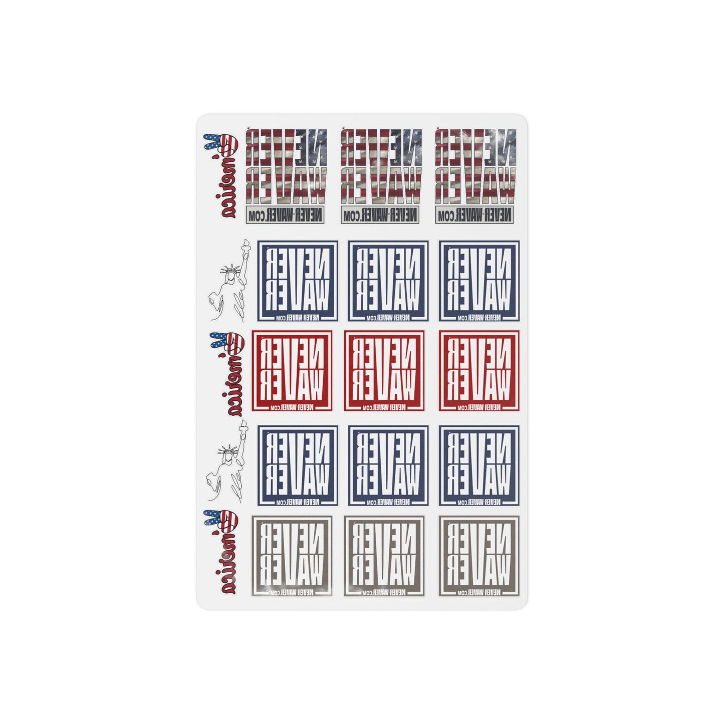 Never Waver Temporary Tattoos — Patriotic Red & Blue Political Statement Tattoos