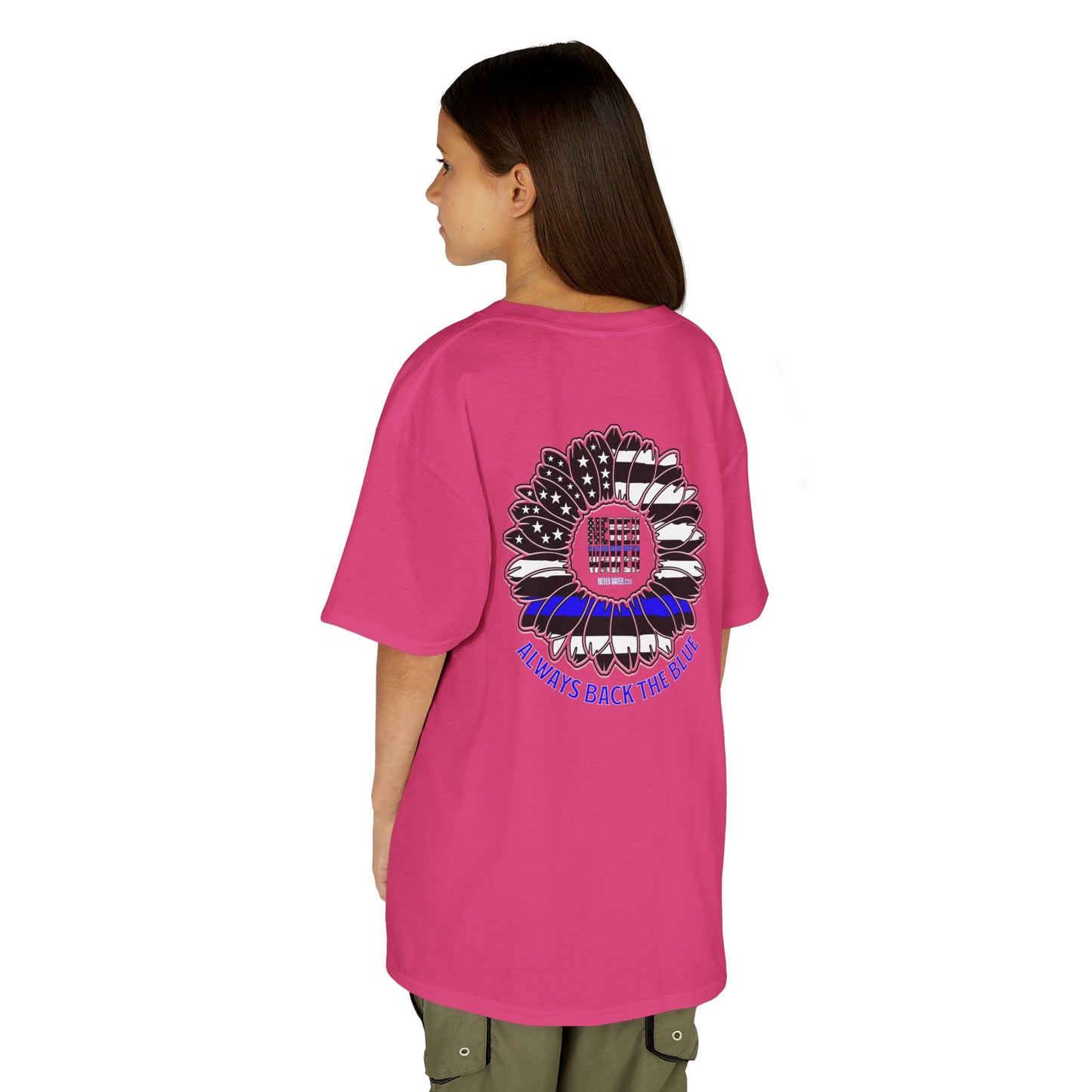 Never Waver Always Back The Blue   Kids Heavy Cotton™ Tee