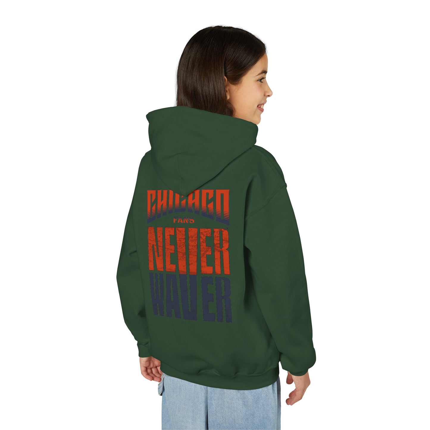 Chicago Fans Never Waver Youth Heavy Blend Hooded Sweatshirt