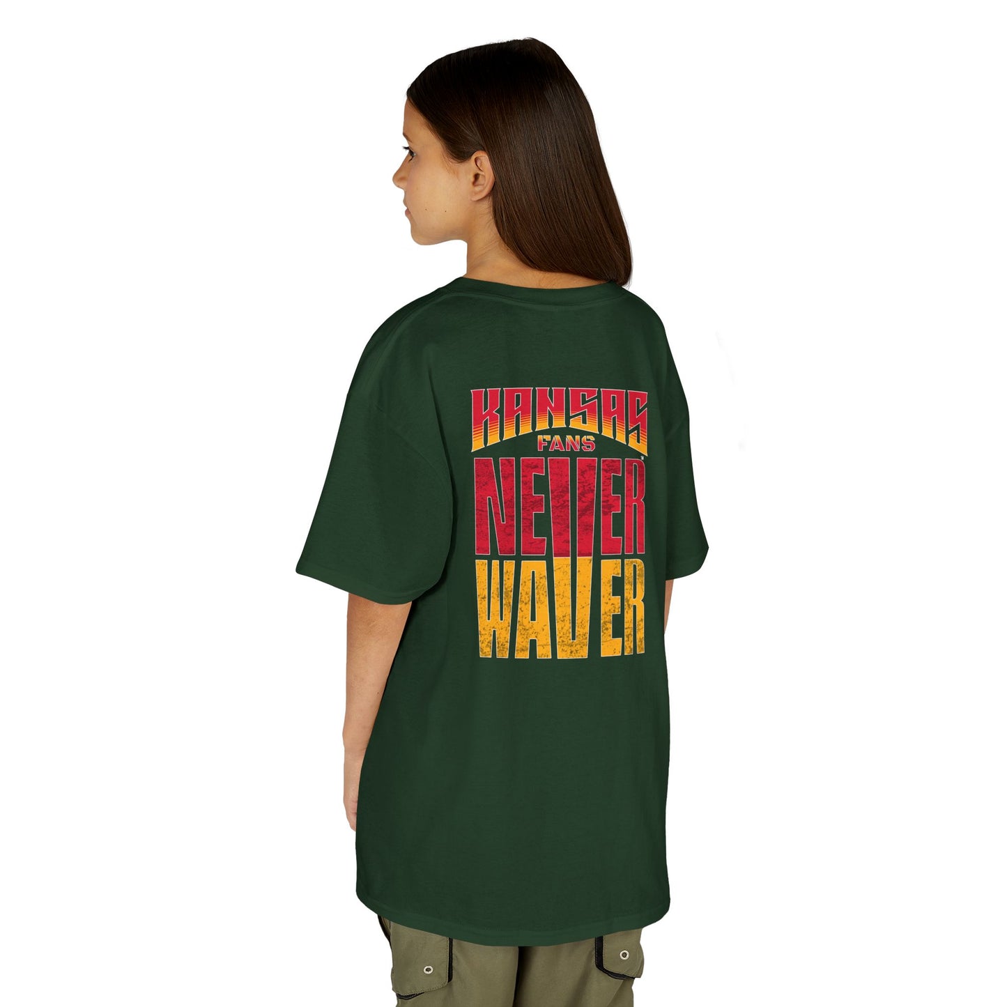 Kansas Fans Never Waver Kids Heavy Cotton™ Tee
