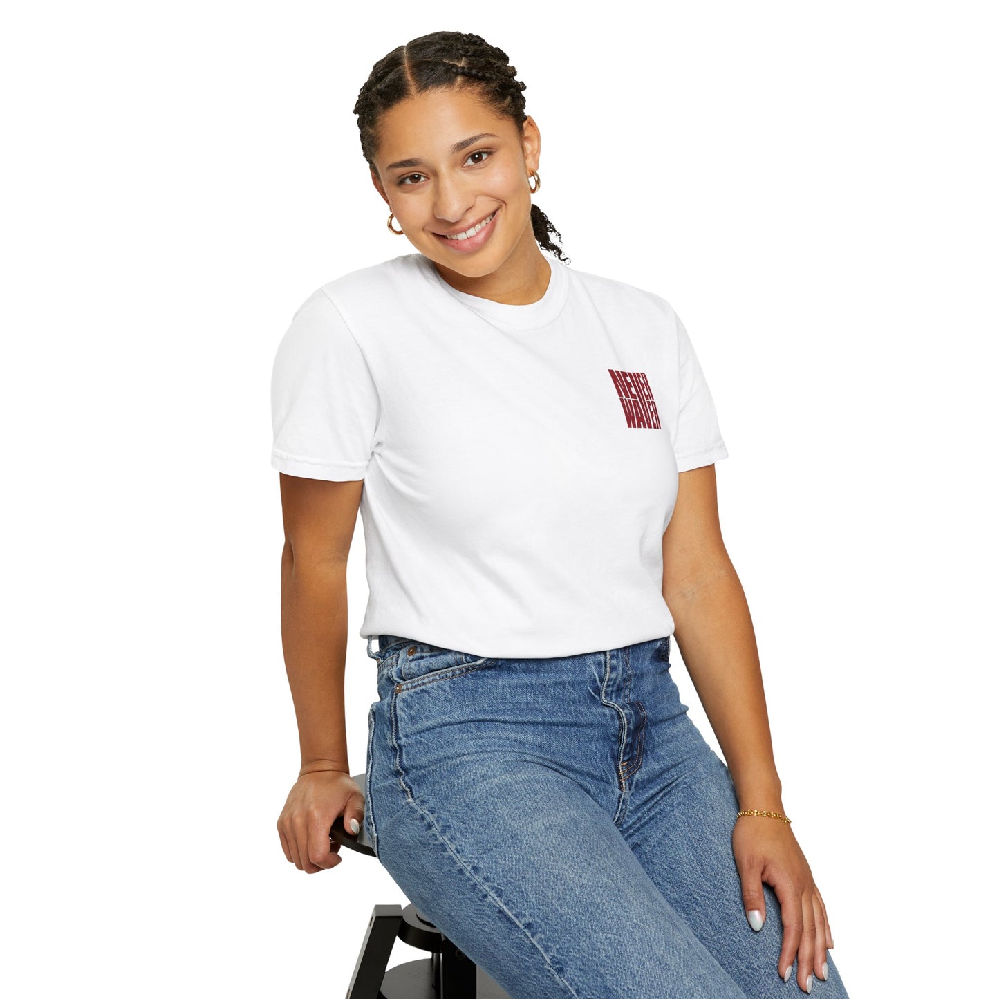 Never Waver Just A Mom Trying Not to Raise A&&holes' Design Unisex Garment-Dyed T-Shirt - '