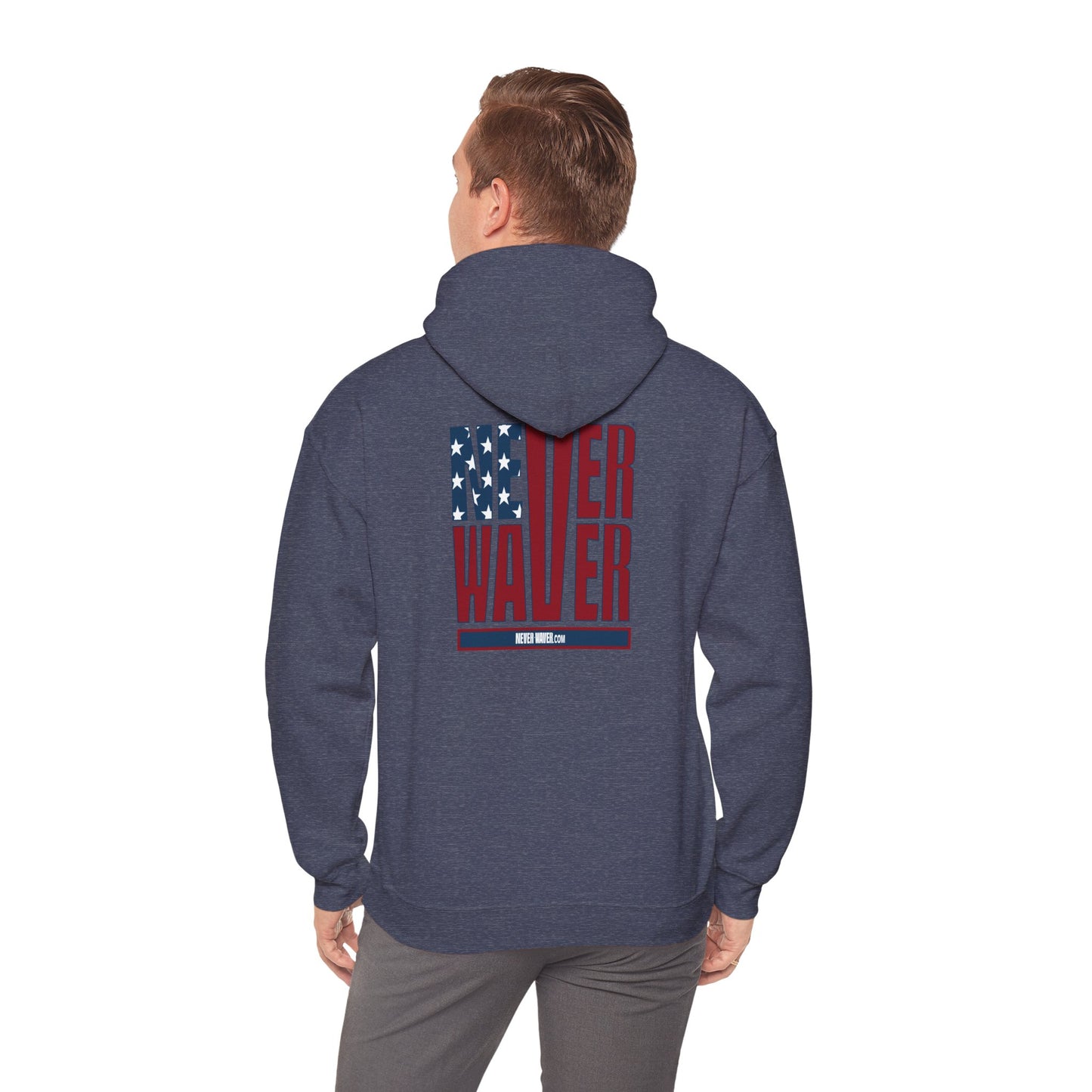 Never Waver Stylized Flag DesighnPatriotic Unisex Heavy Blend Hoodie