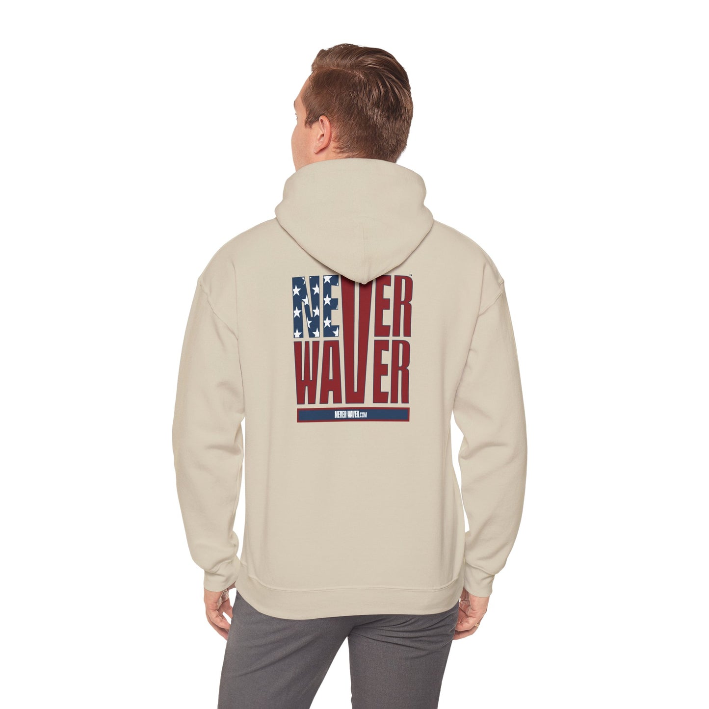 Never Waver Stylized Flag DesighnPatriotic Unisex Heavy Blend Hoodie
