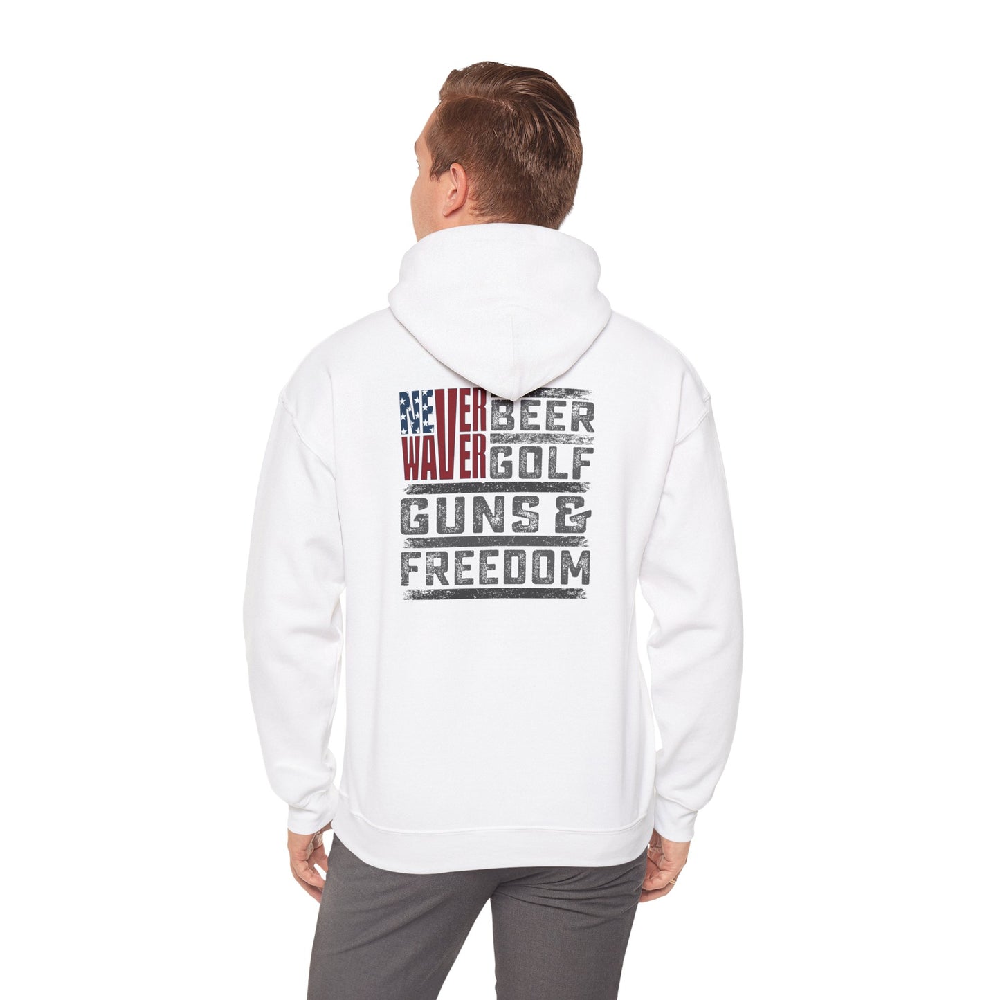 Never Waver Beer Golf Guns and Freedom Hoodie - Unisex Heavy Blend™ Sweatshirt