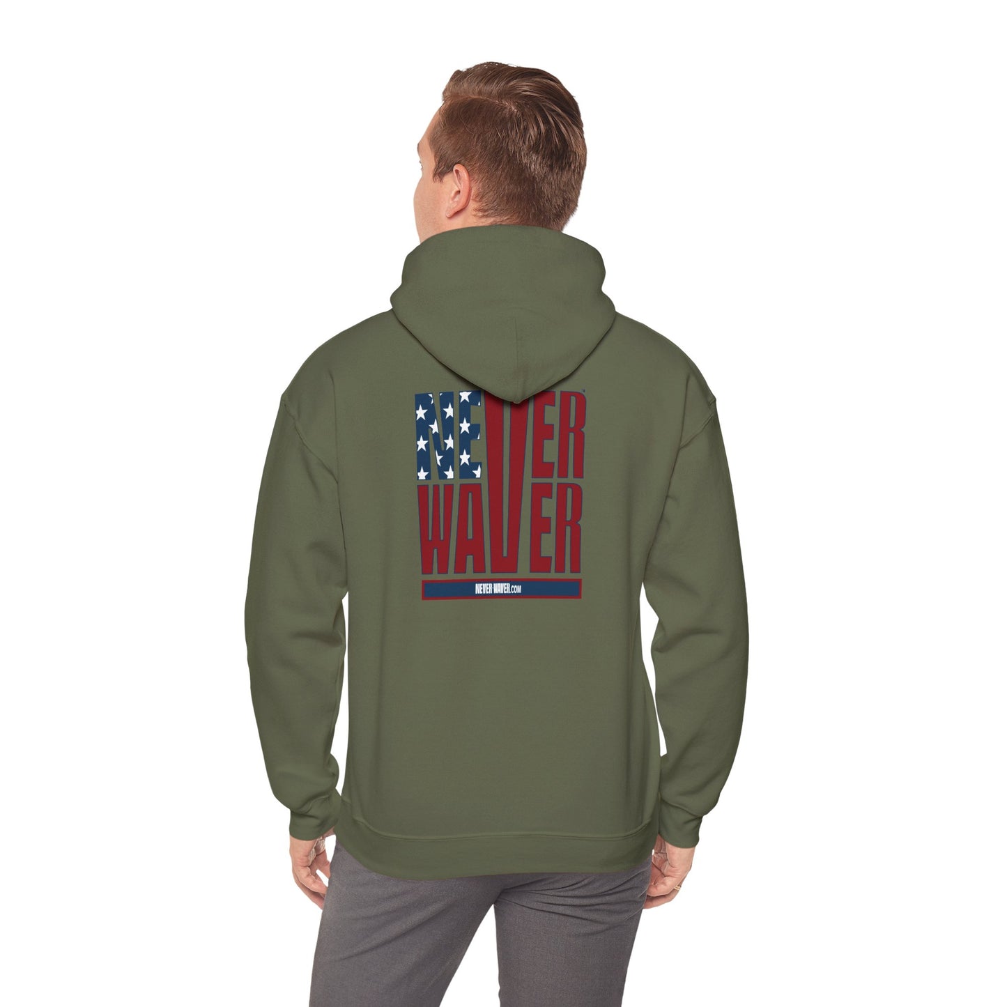 Never Waver Stylized Flag DesighnPatriotic Unisex Heavy Blend Hoodie
