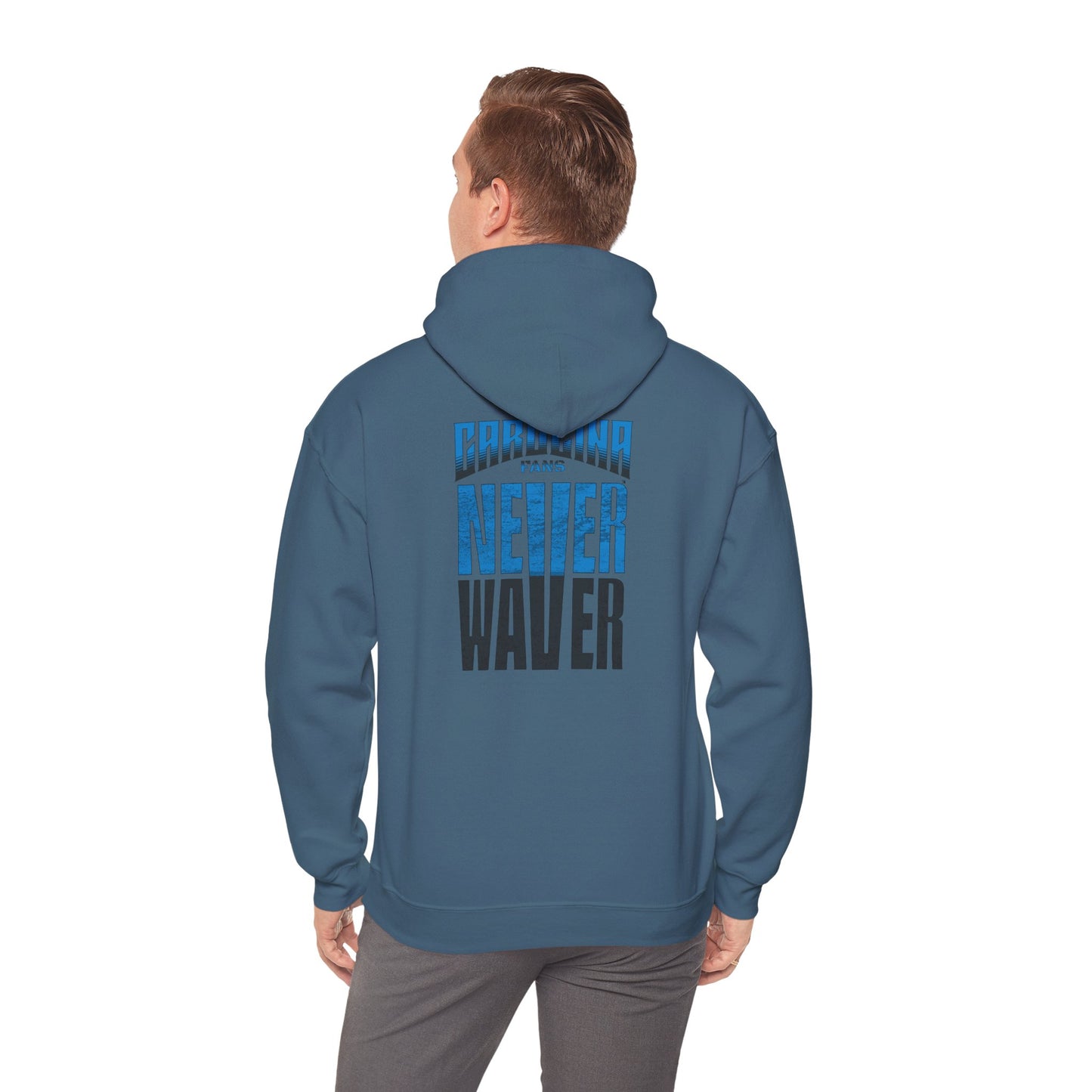 Carolina Fans Never Waver Hooded Sweatshirt | Unisex Heavy Blend™ | Casual Comfort for Fans