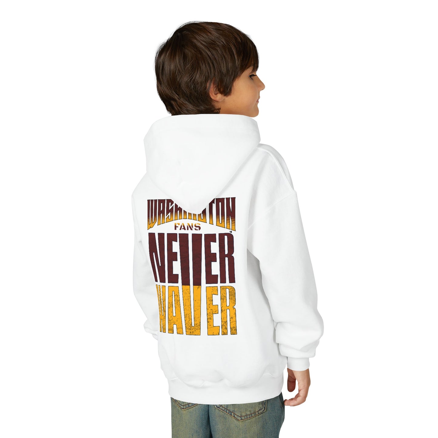 Washington Fans Never Waver Youth Heavy Blend Hooded Sweatshirt