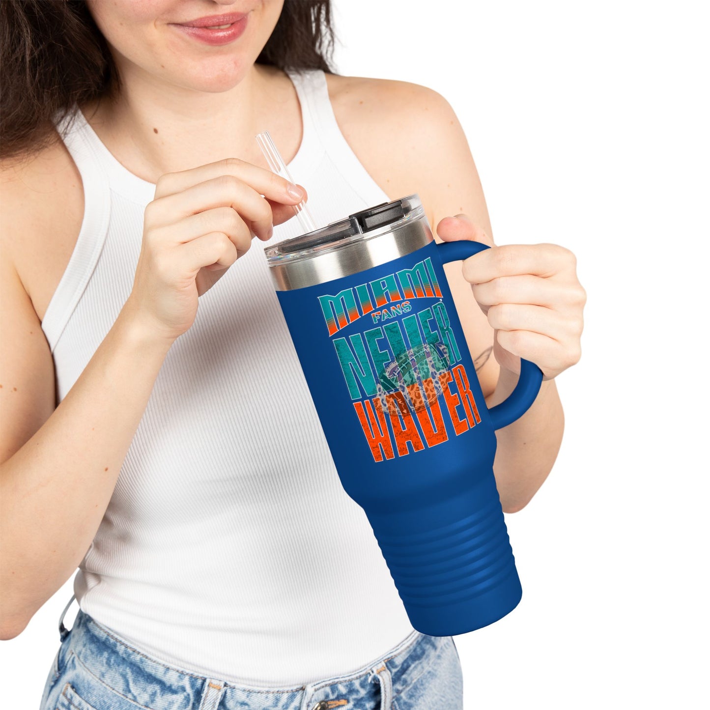 Miami Fans Never Waver W-Leopard Football Insulated Travel Mug, 40oz