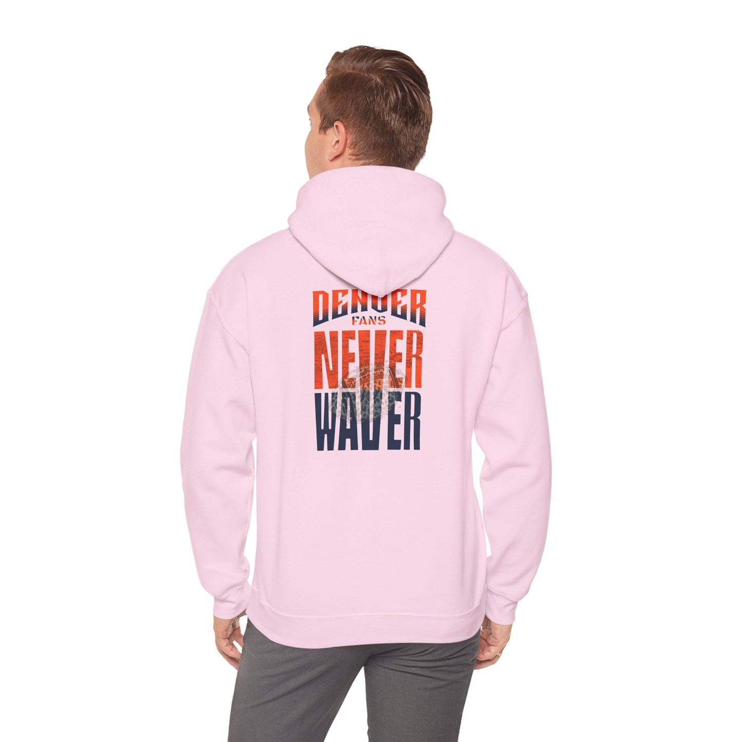 Denver Fans Never Waver W Leopard Football Unisex Heavy Blend™ Hoodie