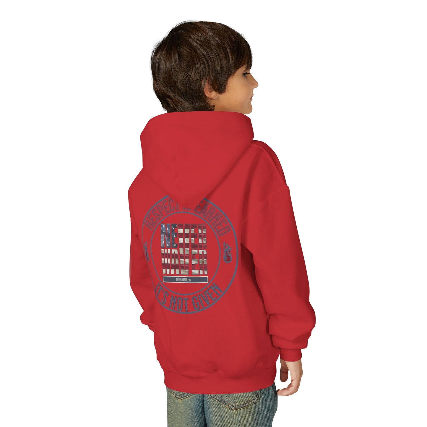 Youth Heavy Blend Hoodie - "Respect is Earned Never Waver It's Not Given" Motivational Sweatshirt