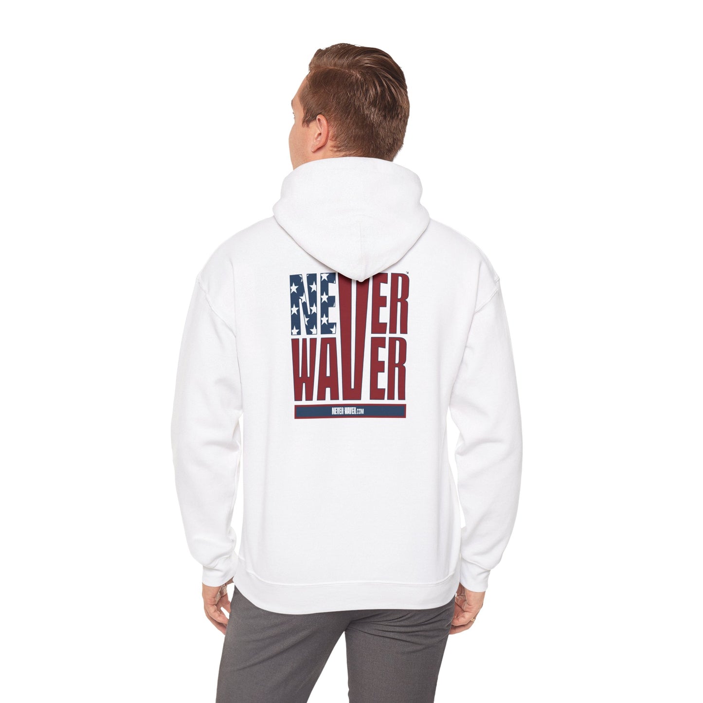 Never Waver Stylized Flag DesighnPatriotic Unisex Heavy Blend Hoodie