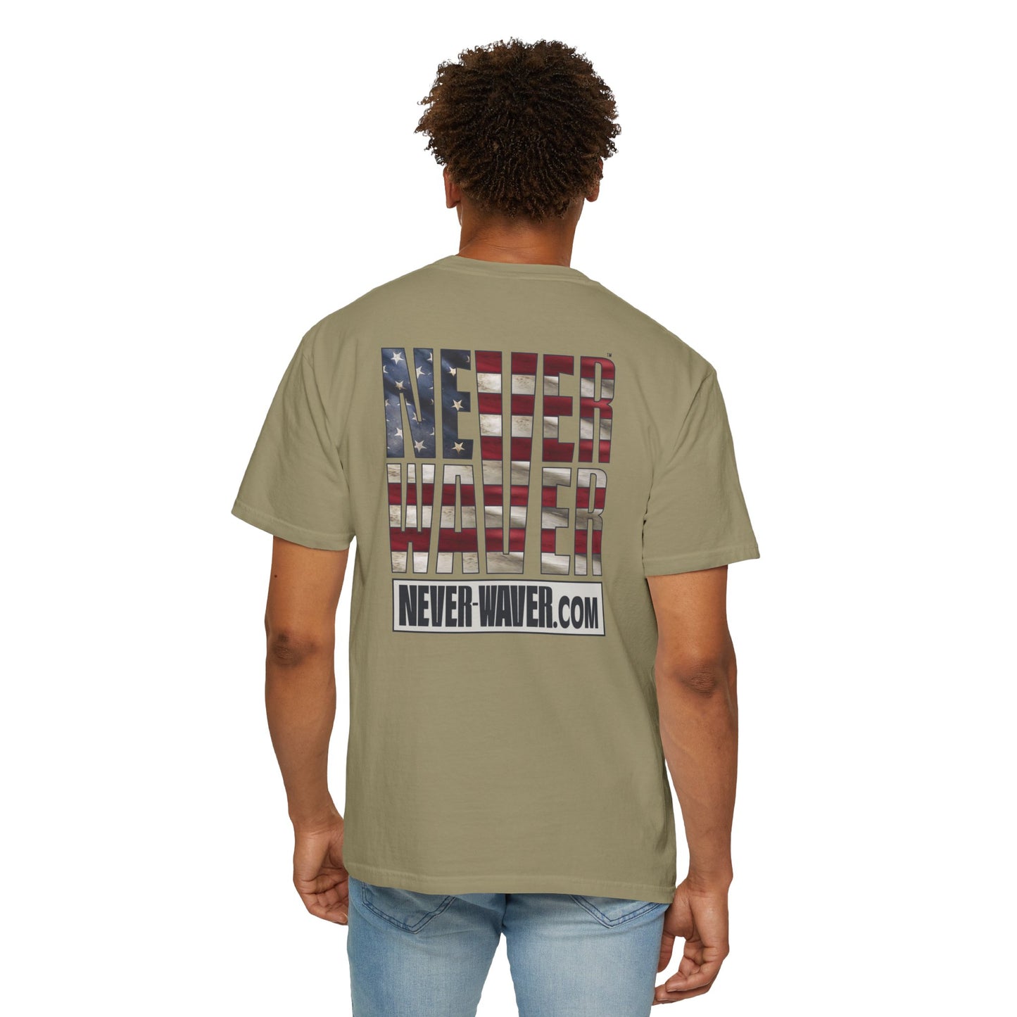 Never Waver Website Unisex Garment-Dyed T-Shirt - Patriotic Graphic Tee